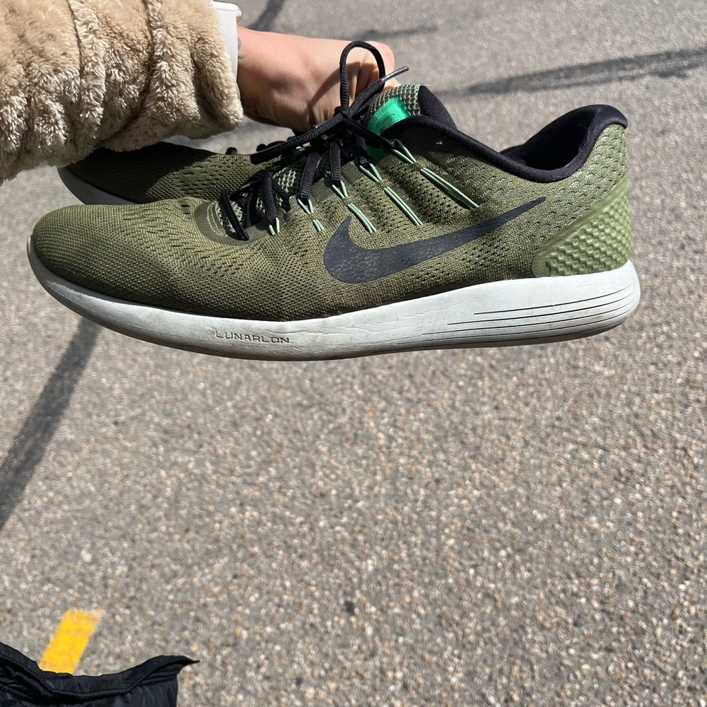 Men’s size 15 Nike army green athletic shoes